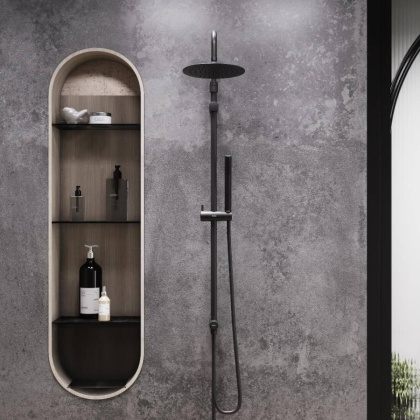 936000300 Scandinavian Pure душ.система: верх.душ 250 мм, ручн.душ 1 ф-ция, штанга 1050-1450, черный