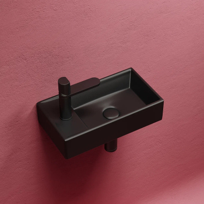 Умывальник подвесной прямоугольный (чаша справа, отверстие под смеситель слева) цвет черный матовый Element 407*217*100