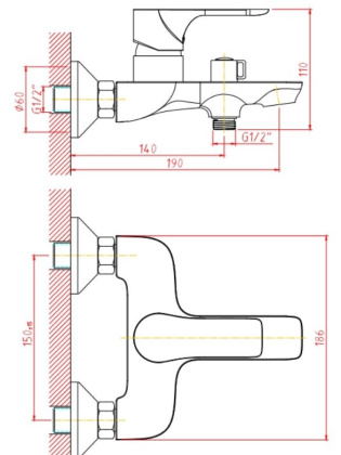 Смеситель для ванны/душа Orange Aristo M19-300b с душевым набором