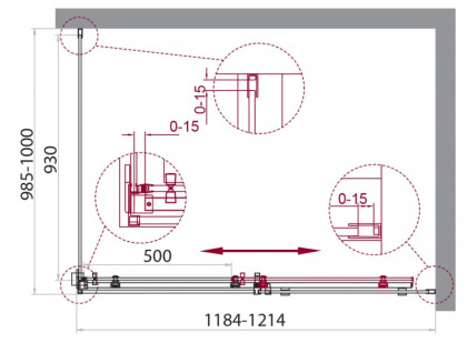 ACQUA-AH-1-150/100-C-Cr Душевой уголок
