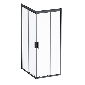 W93G-404-100280-BT Gem S душ.ограждение 100х80 прям.,стекло прозрачное, профиль Черный мат.,без подд