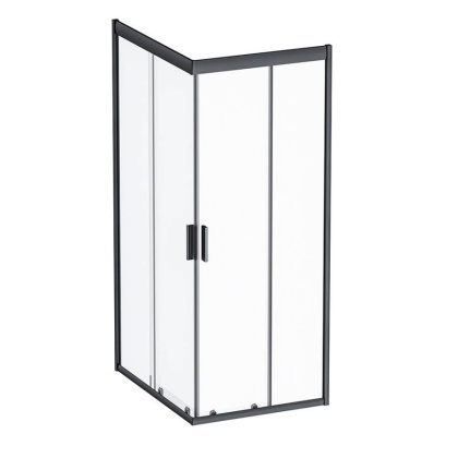 W93G-404-100280-BT Gem S душ.ограждение 100х80 прям.,стекло прозрачное, профиль Черный мат.,без подд