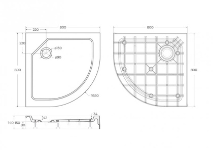 Поддон SMC CEZARES TRAY-SMC-R-80-550-150-W