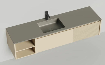 Подвесная тумба Domino 1800, эмаль Onda Plus, с открытой полкой Подвесная тумба Domino 1800, эмаль Onda Plus, с открытой полкой