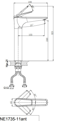 Смеситель для умывальника RUSH Nevis (NE1735-11brоnze )