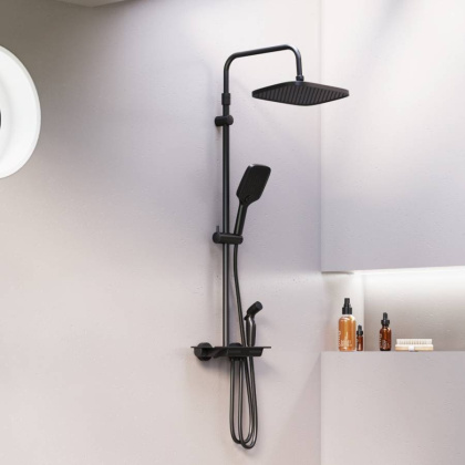 953770300 Gala ДС с ванно-душевым ТМС смесителем-полкой и гиг.душем, чёрный 953770300 Gala ДС с ванно-душевым ТМС смесителем-полкой и гиг.душем, чёрный