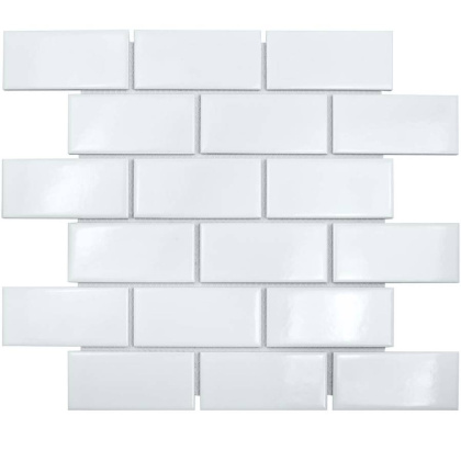 Керамическая мозаика Brick White Glossy 45x95, Brick & Metro