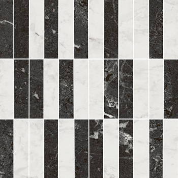Декор Тубкаль мозаичный микс чёрный белый глянцевый обрезной 30x30x0,9 Декор Тубкаль мозаичный микс чёрный белый глянцевый обрезной 30x30x0,9