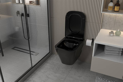 Унитаз ABBER Rechteck AC1201MB подвесной черный матовый, безободковый Унитаз ABBER Rechteck AC1201MB подвесной черный матовый, безободковый