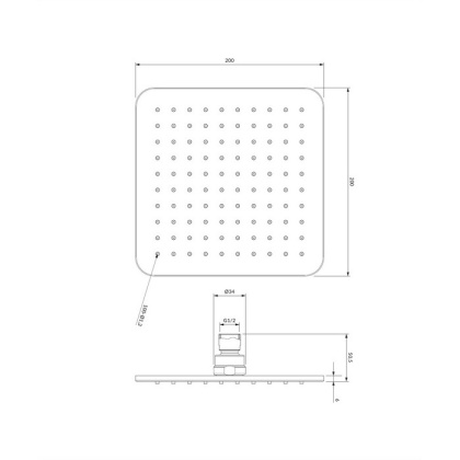 Верхний душ OMNIRES 20х20 см WG220/OBL (черный) Верхний душ OMNIRES 20х20 см WG220/OBL (черный)