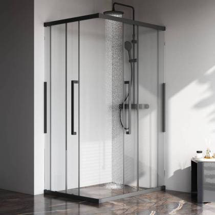 W84G-403-12090-BТ Душевое ограждение Func Square Slide 120х90, Черный, прозрачное