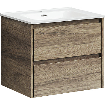 Тумба подвесная SANCOS Urban 590х450х550, c двумя ящиками оснащенными доводчиками, дуб галифакс натуральный , арт. UR60EG