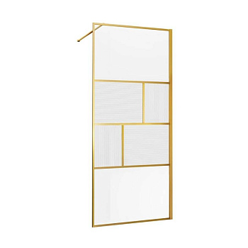 Душевая перегородка Walk-In VSW-1HC100CFBG, 1000*2000, браш. золото, стекло прозрачное/рифленое
