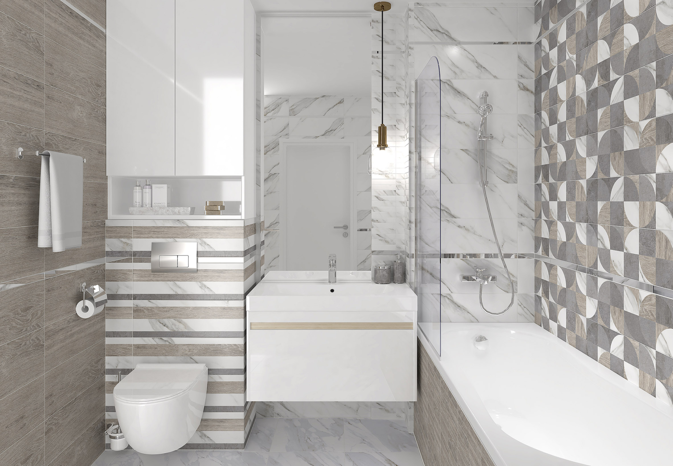 Плитка настенная Arctic серый мозаика 20*60 (10шт/1.2м2),м2