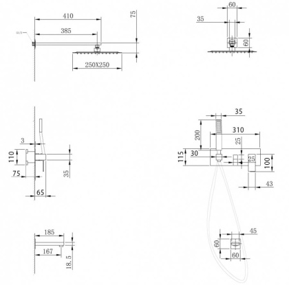 Душевая система ABBER Daheim AF8217 скрытого монтажа с изливом, хром
