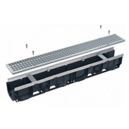 Дренажный канал 100 мм с металлической рамой и оцинкованной решеткой C250