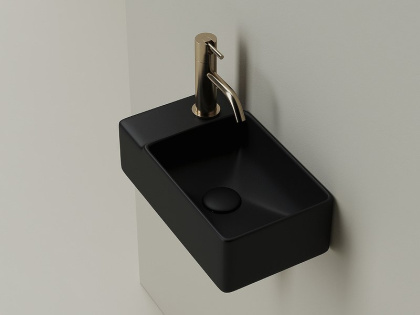 Умывальник подвесной прямоугольный (чаша справа, отверстие под смеситель слева) цвет черный матовый Element 395*220*125мм