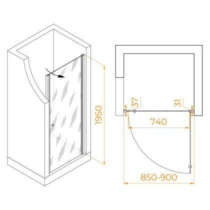 Душевая дверь Dolphin TN-03B, RGW 54930309-14