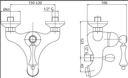 MARGOT-VM-03/24-N Смеситель для ванны и душа Исполнение: Золото 24 карат, Ручки: Чёрная 