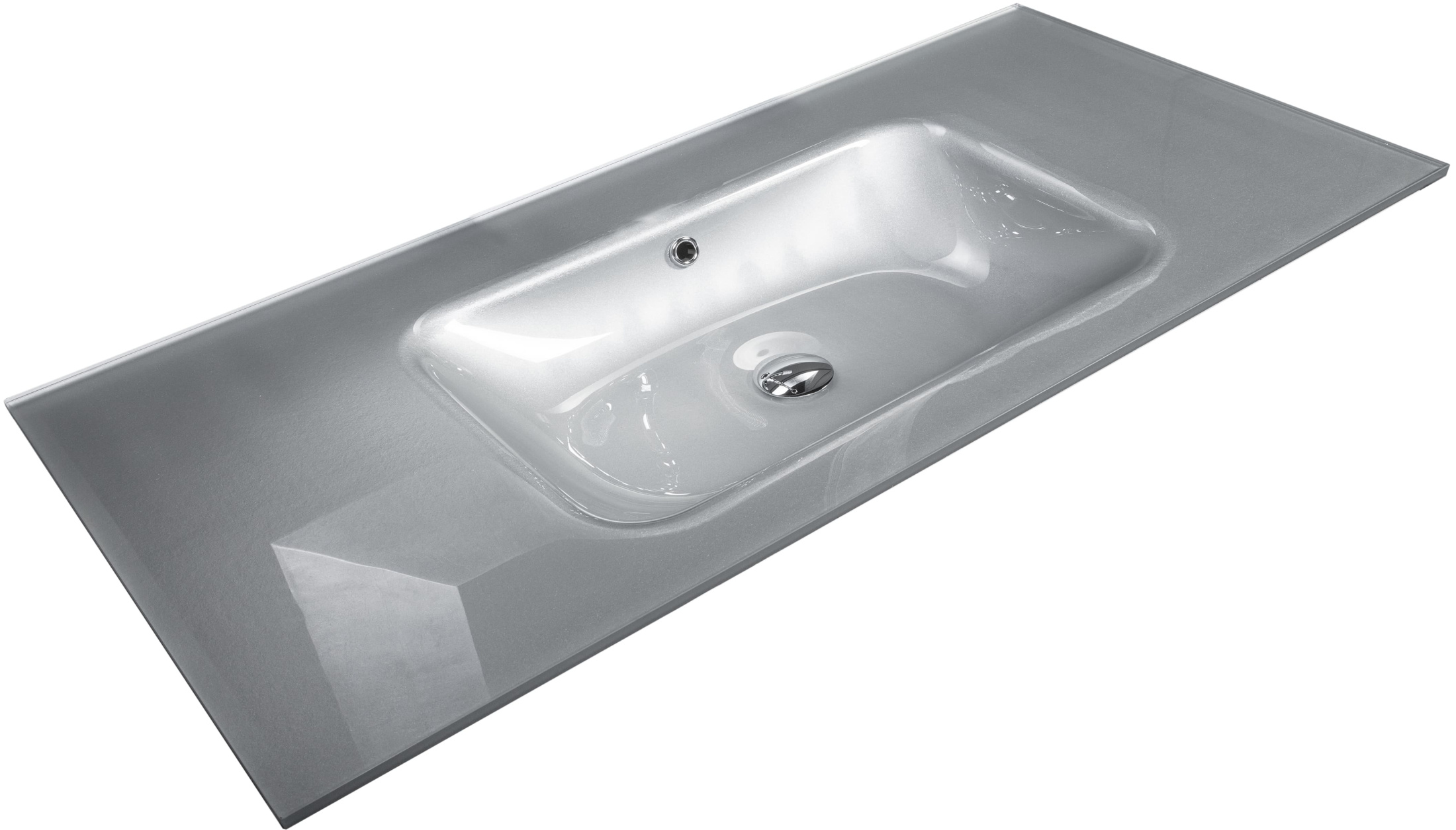 Столешница стекло 110см моноблок СЕРЕБРО