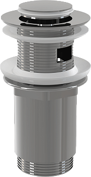 Донный клапан сифона для умывальника CLICK/CLACK 5/4", цельнометаллический с переливом и малой заглушкой Донный клапан сифона для умывальника CLICK/CLACK 5/4", цельнометаллический с переливом и малой заглушкой