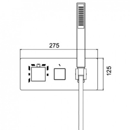 Термосмеситель встраиваемый RGW SP-44-01 205*125/хром 3- режима+ручной душ