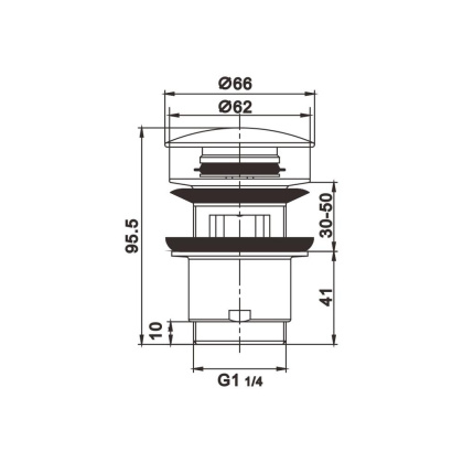 Донный клапан автомат хром ⌀41, Rose,RS01 Донный клапан автомат хром ⌀41, Rose,RS01