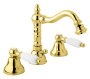 FIRST-BBS2-03/24-Nc Смеситель для биде на три отверстия с донным клапаном Исполнение: Золото 24 карат, Ручки: Орех 