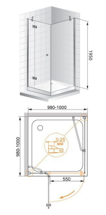 VERONA-W-A-1-100-P-Cr-R Душевой уголок