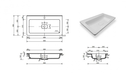 Тумба подвесная под умывальник Kare Luxe 800х450 2 ящика (ШхГхВ) 798х446х607