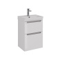 Тумба Lemark BUNO 50см под 1 раковину, подвесная/напольная, 2 ящика, цвет корпуса, фасада: Белый глянец