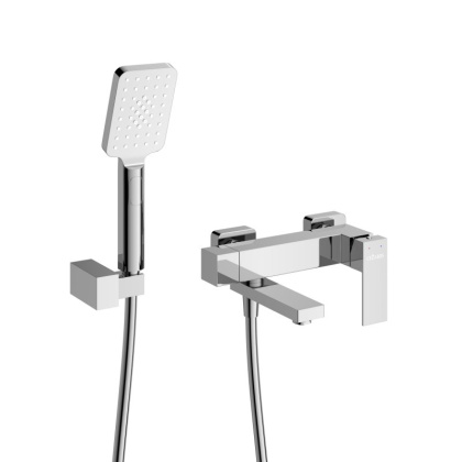 SLIDER-VD-01 Смеситель для ванны и душа однорычажный в комплекте с ручным душем, шлангом и держателем, хром