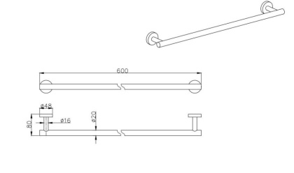 Полотенцедержатель AQUATEK, матовый черный AQ4014MB ВЕГА