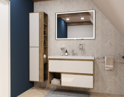 Тумба подвесная под умывальник Monaсo Wood 1000х480 2 ящика (ШхГхВ) 998х476х607