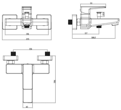 Смеситель для ванны с душевым комплектом OMNIRES PARMA PM7431IN (инокс)