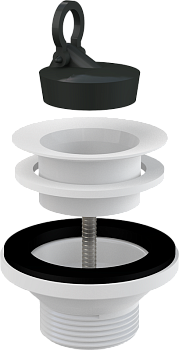 Донный клапан сифона для умывальника 5/4" с пластмассовой peшeткой DN63