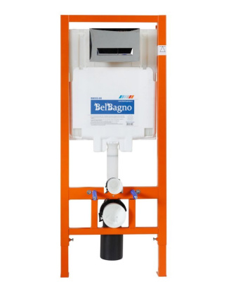 Инсталляция BelBagno 80 для подвесного унитаза, 1150х500х80 мм, со смывным бачком скрытого монтажа, фронтальное управление, крепление к стене в компле