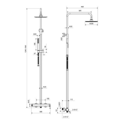 Система для душа наружного монтажа EXCELLENT Rain Pi AREX.1281CR (хром)