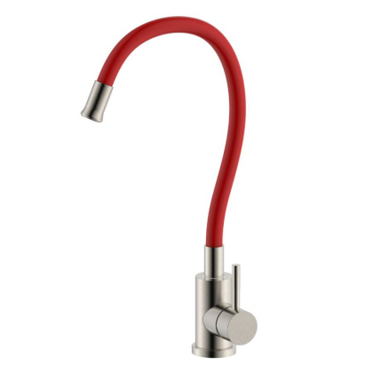 Смеситель красный излив д/кухни нерж сталь с гибким изливом BALEAR, арт.13435-3BL Смеситель красный излив д/кухни нерж сталь с гибким изливом BALEAR, арт.13435-3BL