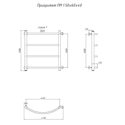 Полотенцесушитель Приоритет ПМ 1 50*60*40 (ЛЦ2)