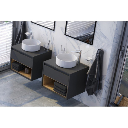 Тумба под накладную раковину EXCELLENT Tuto 60 см (серый/дуб), 1 ящик Тумба под накладную раковину EXCELLENT Tuto 60 см (серый/дуб), 1 ящик