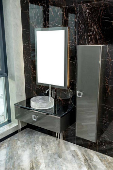 Столешница стекло 80см прямая Глянцевый Графит