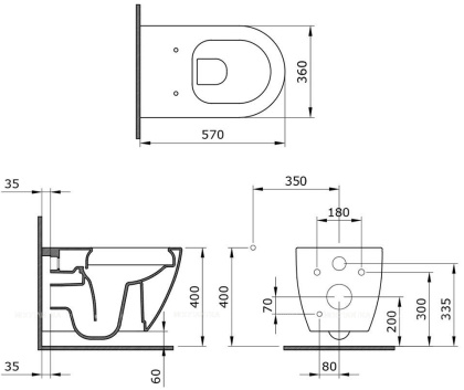 Унитаз Venezia Rimless, белый 1295-001-0129, (1 шт) Унитаз Venezia Rimless, белый 1295-001-0129, (1 шт)