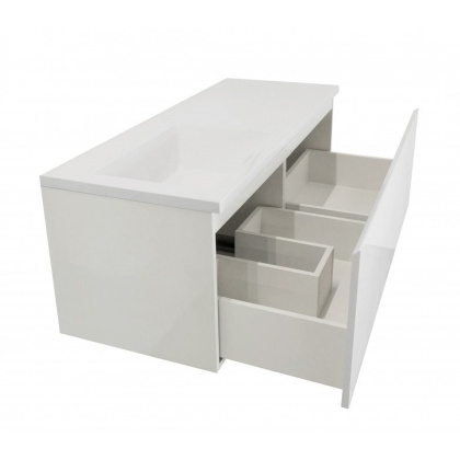 Тумба подвесная под умывальник Dallas Luxe 1300х482 левосторонняя 1 ящик (ШхГхВ) 1292х476х430