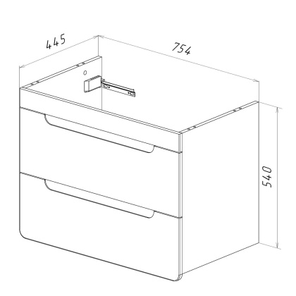 Тумба Lemark OLIVIA 80см под 1 раковину, подвесная, 2 ящика, цвет корпуса: Дуб кантри, цвет фасада: Белый глянец