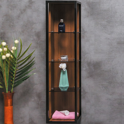 Пенал LOFT высокий dark wood, полки стекло 896-D Boheme