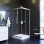 W90UG-403-090MT Душевая кабина Gem Square Slide 90x90 стекло прозрачное, профиль матовый Хром, без п