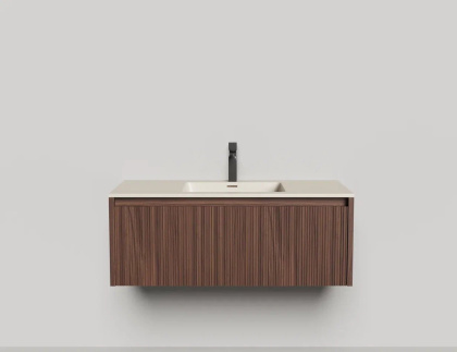 Подвесная тумба Domino 1000, шпон Onda Plus, фрезерованный фасад
