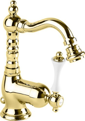 MARGOT-BSM2-03/24-N Смеситель для биде с донным клапаном Исполнение: Золото 24 карат, Ручки: Чёрная 