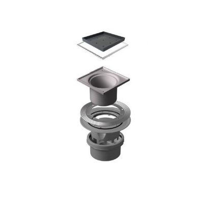 13000085 Точечный трап 150х150 мм Confluo Standard Ceramic 1, полая под плитку, с рамкой Исполнение: Хром 